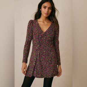 Sezane  Floral Long Sleeve Mini Dress